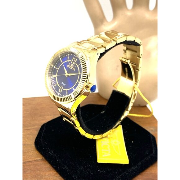Invicta Women's Watch 28281 Angel Blue Dial Gold Stainless Steel Quartz 35mm - Picture 2 of 13